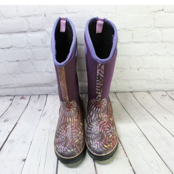 Bogs Winterberry Purple Rubber Pull On Classic Tall Boots Size 10 - Picture 5 of 9